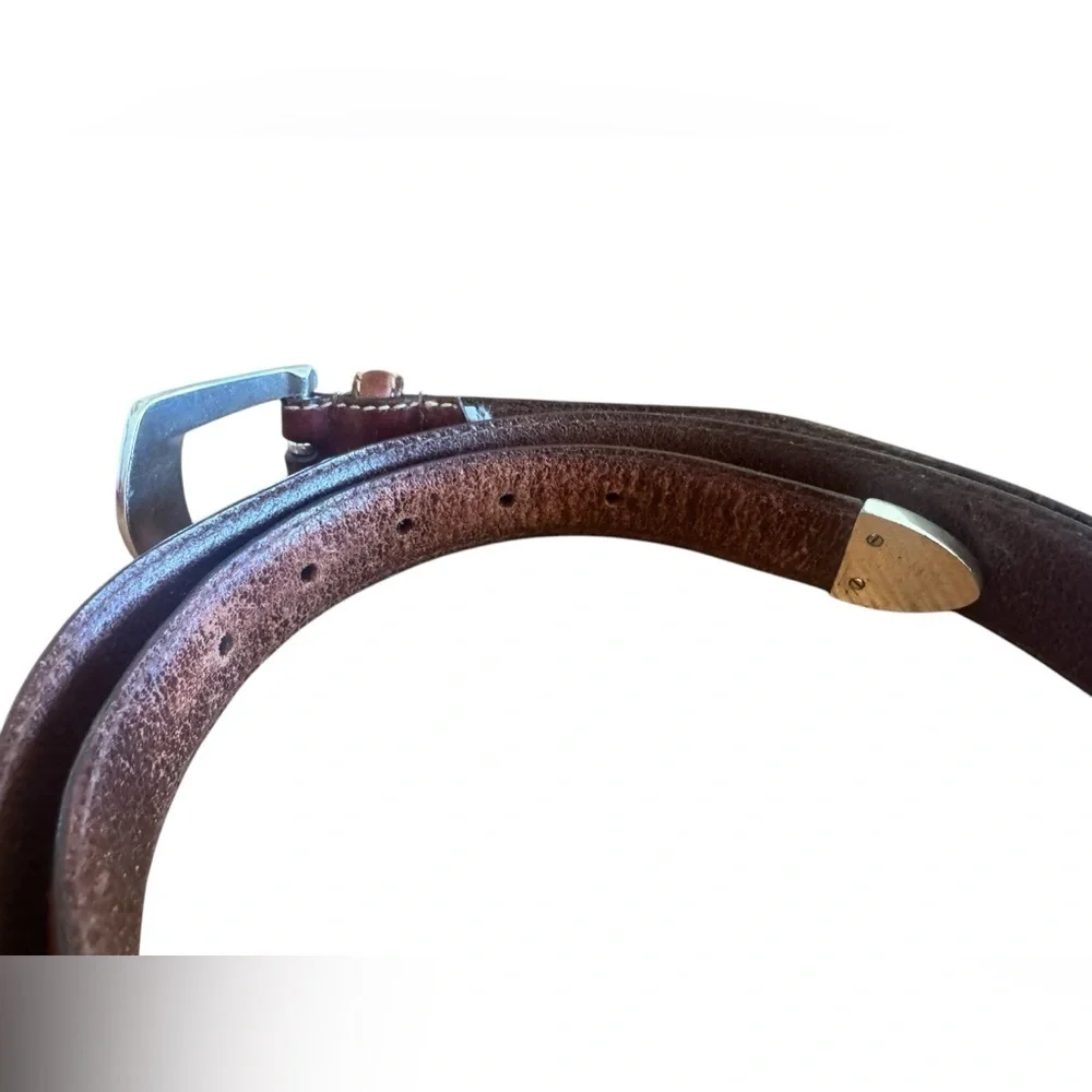 Fossil Italian Full Grain Cowhide Leather Golf Theme Medallion Belt Size 44